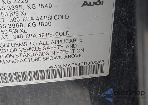 2012 Audi Q7 3.0 Tdi Premium from USA, damaged, VIN WA1LMAFE3CD008367